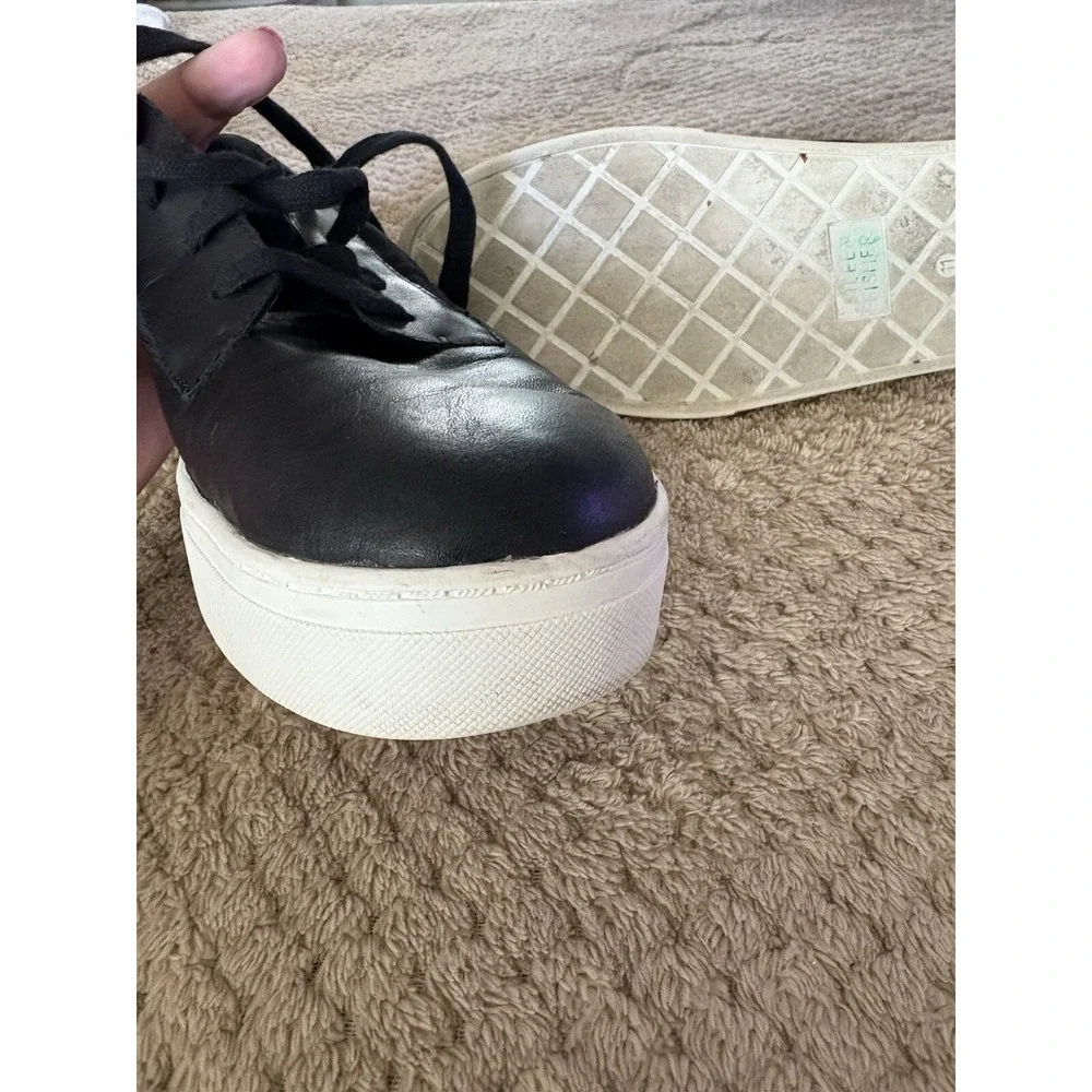 Eileen Fisher Prop Le Sneakers Womens 11 Black Leather Low-Top Platform Luxury